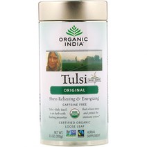 오가닉인디아 툴시 바질 잎차 무카페인 100g Organic India Tulsi Loose Leaf Tea Holy Basil Original