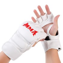 MMA글러브 오픈핑거두꺼운 권투 장갑 MMA 반 손가락 산다 태권도 싸움 샌드백 전문 훈련 장비 성인, 02 White
