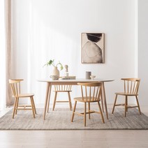 리바트 레도바 4인 원형 세라믹식탁세트 뉴윈저의자, 마블상판+내추럴다리