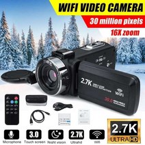 캠코더 전문 2.7k hd wifi 야간 투시경 3 인치 lcd 터치 스크린 30mp, 2.7k 16배 카메라만, 협력사