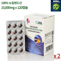 뉴질랜드 초록홍합 15 000mg 120캡슐 2박스 초록입홍합 뼈 관절영양제 부모님선물, 1개, 기본