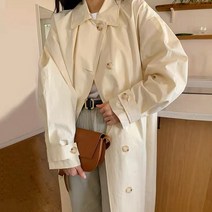 봄가을 여성용 루즈핏 롱 트렌치 야상 롱 점퍼 바람막이