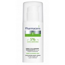 모공크림 PHARMACERIS T SEBO ALMOND PEEL 5% EXFOLIATING 나이트 크림 50ML / 1.7FL. 온스(1온스=약30g) .