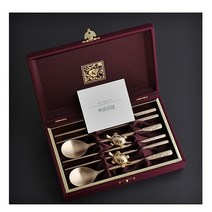 장수거북 손조각 방짜수저 2P (2벌 세트) 부부수저 예단수저세트, (D)수저2+젓가락2+방짜수저받침2