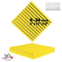 호환 차음 판 차량 방음 재 방 문 소음 차단 흡음 스튜디오 시트 Ktv 룸 어쿠스틱 하우스 절연 도어 벽 패널 흡수 폼 그레이 6/12/24 Pcs, 12 Pcs With Tapes, Yellow, Medium Density