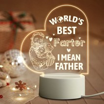 아버지 날 생일 추수 감사절 선물 아빠 딸 아들에서 개인화 된 아크릴 3D LED 밤 빛 침실 장식, F-WJY621H_Warm Ligth Base