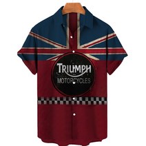 트라이엄프 오토바이 셔츠 빈티지 프린트 셔츠 남성용 3d hawaiian men clothing summer short sleeve top casual Racing camisa, zf-0148, 유럽 ​​크기-3xl