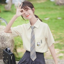 반팔셔츠 버카치 여제 JK 와이셔츠 이니셜 자수 유행 고양이 여성 여름 1476511874