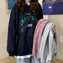 오버 핏 맨투맨 후드티셔츠 레터링 기모 뽀글이 커플티 우정템