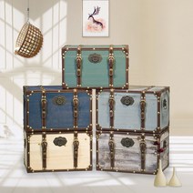 빈티지 나무상자 영국 엔틱가구 유럽 보물상자 레트로인테리어 소품 뚜껑있는수납함, M사이즈 40 25 25 cm, 나무색