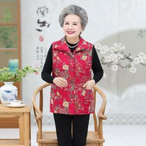 70대 엄마 할머니 퍼조끼 겨울 보온 중년여성옷 선물 빅사이즈