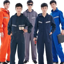 couyor 남녀공용 사계절 작업복 일체형 점프슈트, 블루-패딩
