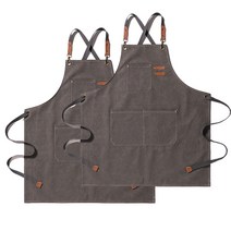 보조개 심플 캔버스 카페 공방 작업 다용도 앞치마 2P, 그레이 2P