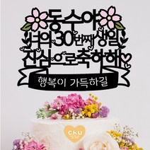 츄토퍼 생일축하해 너의 생일 케이크토퍼, 1개, 상단입력+oo번째생일진심으로축하해+띠안자유문구입력