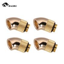 커스텀수냉 pc 쿨러 게이밍 4pcs Bykski 45도 360 로터리 피팅 컴퓨터 물 냉각 루프 빌드 실버 블랙 골, 03 Gold