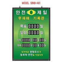 무재해기록판(넘버링 돌출형) 모델 59NB-A61 (수동식 숫자 돌림판) 규격 : 가로500X세로700X뚜께15(mm), 블랙알루미늄