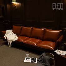 [끌레오] 슈테른 4인용 이태리 천연면피 아닐린 가죽 소파 CL440, 단품