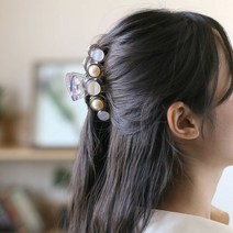 자개 여자 올림 진주 집게핀 도트 헤어핀 당고