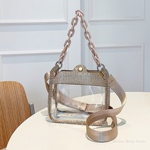 PVC가방 투명가방 여성용 라인석 PVC 투명 핸드백 두꺼운 체인 숄더백 토트 지갑 인스타그램 패션 여름