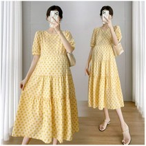 여성 임신 도트무늬 맥시멈 와이드핏 반소매 러블리 스타일 만삭 임산부 원피스