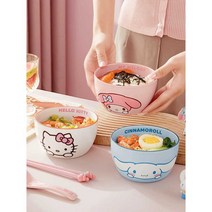 산리오 세라믹 밥 그릇 가정용, 8인치 디스크 키티