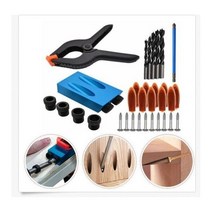 15도 오블 리크 홀 로케이터 각도 드릴링 목공 경사 구멍 로케이터 드릴 비트 포켓 홀 지그 키트 DIY 목공 도구, 34pcs