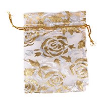 복주머니 파우치 조리개 브러쉬 광목 면 도시락 가방속 50 개/몫 7x9 9x12 11x16 13x18cm 인쇄 장미 사랑 크리스마스 오간자 자루 Drawstring 매력 포장