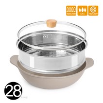 국산 찜기 냄비 세트 2단 28 인덕션 찜냄비 가스겸용 전골 만두 떡시루 고구마 찜솥 양수웍 28cm+스텐찜기, 찜냄비 세트 28cm