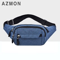 AZMON 심플 무지 옥스퍼드 힙색 가방 0.13kg 초경량 28cm x 14cm x 10cm, 넓이24cm x 높이14cm x 두께10cm, 블루, 블루