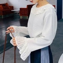 제일컴퍼니 레이스 카라 링클 블라우스 2color 카라레이스