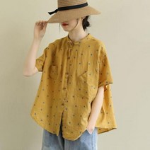 땡땡이 도트 블라우스 셔츠 여름 새 스타일 여성 반팔 루즈핏 캐주얼