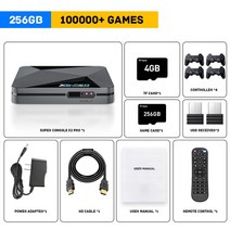 가정용오락실게임기 슈퍼 콘솔 X2 프로 레트로 게임 콘솔 PSP/PS1/Sega Saturn/N64/DC 100000   클래식 게, 02 AU, 06 256G-4 Controller