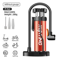 Xunting 120PSI 자전거 미니 풋 플로어 펌프 휴대용 자전거 타이어 펌프 압력 밸브가 장착된 핸드 자전거 펌프, PT 빨간.