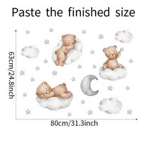 곰 좋은 밤 아이 벽 스티커 방 침실 벽 데칼 구름 달 홈 장식 보육 벽지, 02 B