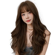 하이유니 그레이스 웨이브 펌 헤어 통가발 가발 65cm + 거치대 세트, 쿨브라운 / 65cm