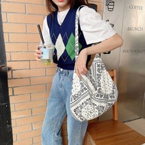 튼튼한 반다나 패브릭 에코백 김나영 정유미 애코백 뜻 텀블러 노트북 미니 가방, 화이트