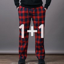 스댕클럽 남여공용 1+1 일자 와이드 체크 밴드 바지 SBJ0244