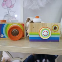 메리버드 무지개 우드 카메라 2종 아기방 꾸미기 셀프 촬영 감성 소품, 우드카메라: 무지개팔찌형(오렌지렌즈)