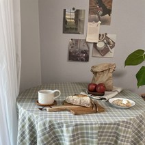 체크 테이블보 사각 원형 캠핑 식탁보 책상보 감성 야외 테이블 커버 2인 4인, 145x170(L)