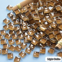 300g/10.58oz (약. 300pcs) 유리 모자이크 타일 1cm/0.39in 사각형 공예 DIY 만들기 재료 0.4mm/0.15in 두께, 300g-10.58oz, Light Coffee