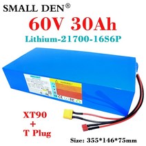 전동킥보드보조배터리 60v 30ah 21700 리튬 배터리 팩 16s6p 2000w 고성능 대용량 67.2v 전기 자전거 스쿠터 오토바이 ebike 배터리, xt60 - t 플러그