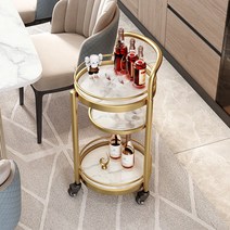 비행기 기내 카트 다이닝 푸드트레일러 호텔 카 스낵, 상세이페이지 참고, 골드+블리스터보드 대리석무늬-지름42높이83