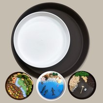 KC인증 놀이트레이 스몰월드 유아 미술 모래 촉감놀이 원형 놀이판, 370 중형 트레이, 브라운