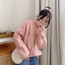 꽈배기폴라니트 가을겨울 키치한 와이드 루즈핏 아가일무늬 스웨터 여성아우터 상의 3719552957