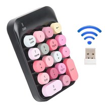 Eboxer-1 2.4G 무선 숫자 키보드 18키 음소거 패드 초콜릿 키캡 미니 USB 수신기 포함 윈도우 XP 78 10 iOS용(블랙핑크블루그린)(블랙)