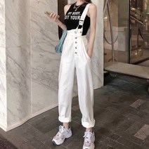 KORELAN네트 레드 멜빵 팬츠