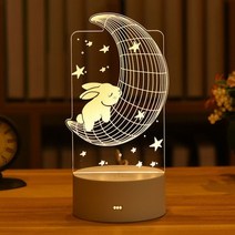 아크릴무드등 만들기 led 3d 야간 조명 usb 램프 발렌타인 데이 선물 상자 웨딩 장식 파티 장식 라마단 장식 베이비 샤워, USB 따뜻한 흰색, 토끼