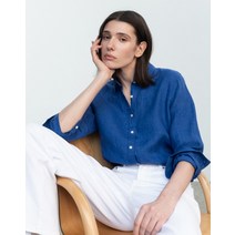 23SS 블루 퍼피자수 리넨 긴팔셔츠 HSSH3BC30B2