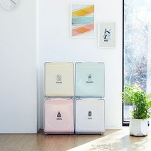 센스큐 매직큐브 분리수거함 32L + (일반항균) 롤백 100매, 베이지+항균롤백 100매