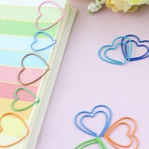 러브 하트 클립 철제 디자인 다꾸용품 책꽂이 책갈피 북마커 북클립 페이퍼 클립 50pcs 혼합색상